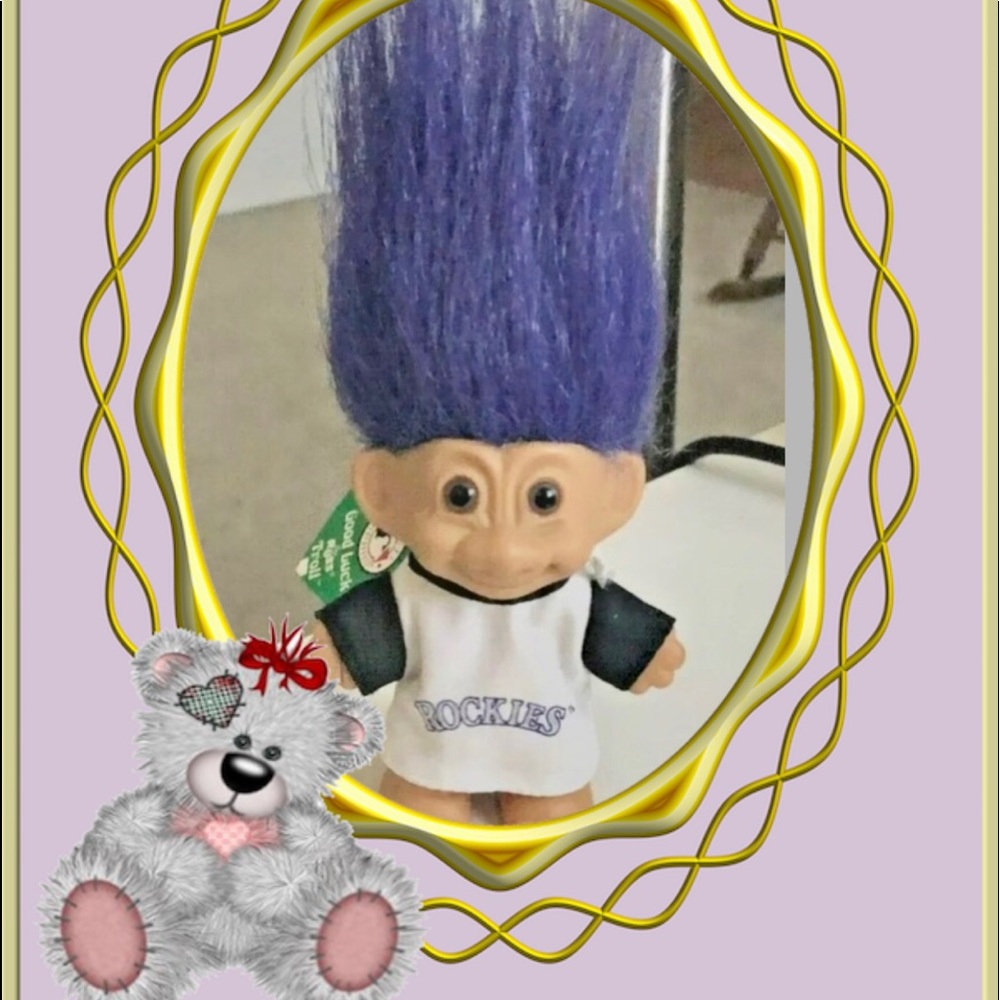 1991 - 3” Troll Wearing Colorado Rockies Jersey